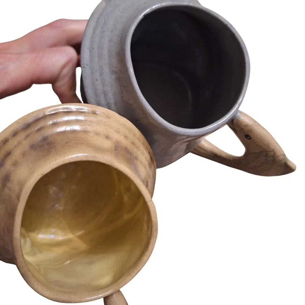 Vintage Fisherman Face Head Mug Fish Handle Ceramic Hand Painted Coffee Tea Cups